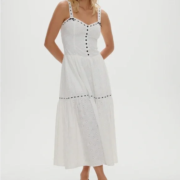 Frankie's Bikinis White Maxi Dress with Black Details - Picture 3 of 8